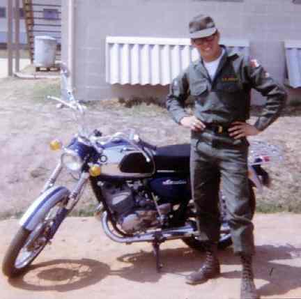 Sp/4 Logsdon with his Suzuki M/C