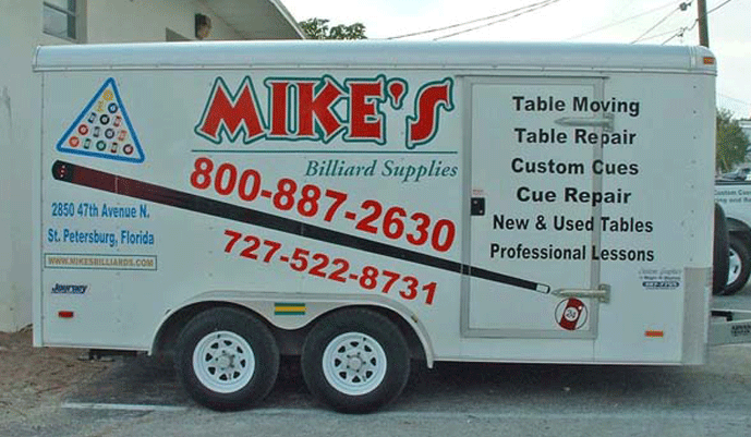14' trailer used for moving pool tables