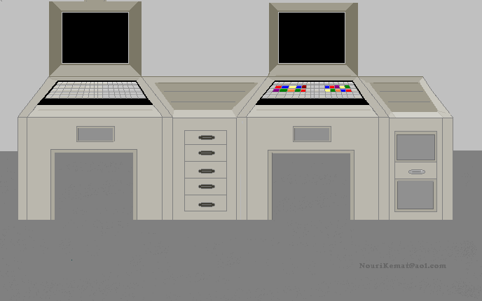 image of our Star Trek sim console on the bridge, animated, used to find the location of the away team on a planet's surface