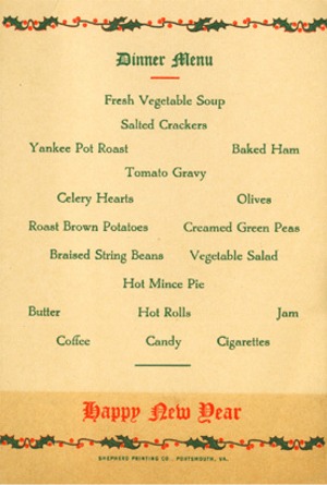New Year's menu