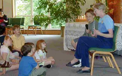 Greta Porter teaches a youth Religious Education class