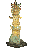 totem pltre, pierre et Bois - hauteur : 2,70 m  -ralis pour Metropole Bar (St Etienne - France) 1995