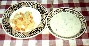 Honey glazed veg and fish soup