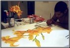 Artist painting at his mother's condo