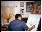 Artist painting Gladiolas