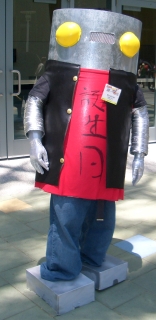 Someone dressed as a robot.
