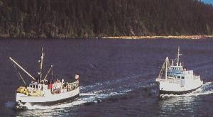 Boats sailing down the inlet