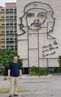 Havana,at Revolutionary Square in front of the Ministry of Interior with a metalic work of Che's portrait dominating the front wall of the building