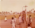 A game of volley ball in progress