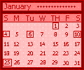 My calendar... Boxes represent the impt. events, but no caption..!