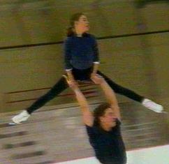 Katia in a lift during practice