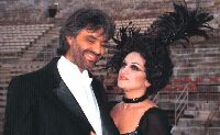 Andrea Bocelli performing in Verona with Cecilia Gazdia