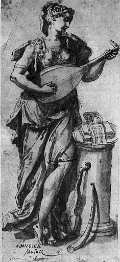 Woman playing a lute