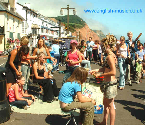 Hair wrapping on the sea front.