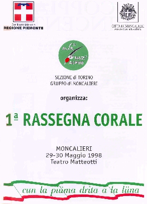 Locandina della prima rassegna corale - Maggio 1998,Moncalieri
