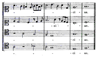 Esempio di cantus firmus: il cantus firmus gregoriano è affidato al tenor(G. de Machaull "Deo Gracias" dalla "Messe de Notre-Dame")