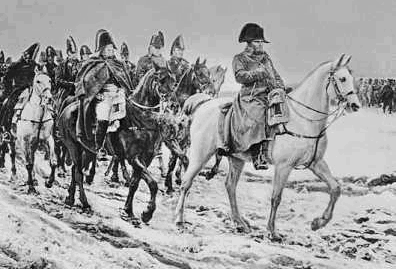 Napoleon leads the retreat out of Russia. - Click to hear the 1812 Overture