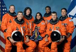 The crew of shuttle Columbia. Israeli astronaut Ilan Ramonn is at far right.