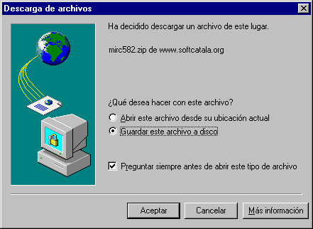 Finestra del sistema per acceptar desar l'arxiu al disc