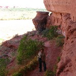 Vicki in front of 14 Window Ruin alcove