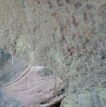 Grooves and hand pictographs