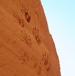Hand pictographs at Polly's Island ruin