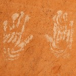 Hand pictographs at Polly's Island Ruin