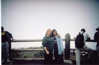 Viki and Lilipet at Poas Volcano, Lots of Clouds