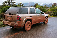 Red mud coated our Trail Blazer after a slick drive up Schnebly Hill Road