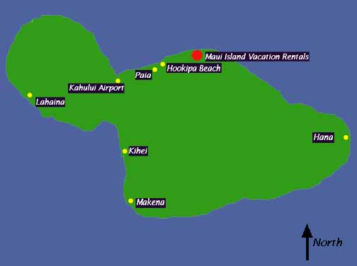 Map to Maui Island Vacation Rentals