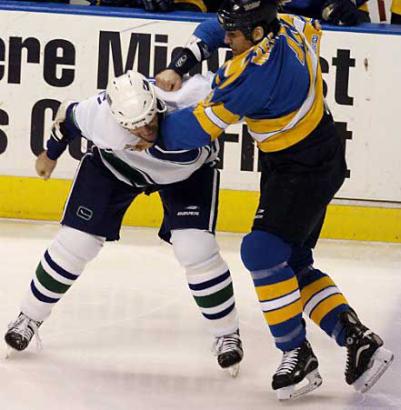 Todd Bertuzzi would later win this fight with Scott Mellanby