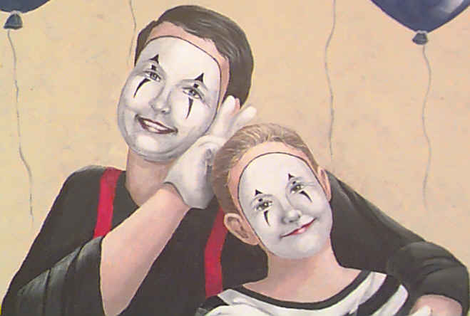 Mimes closeup of faces