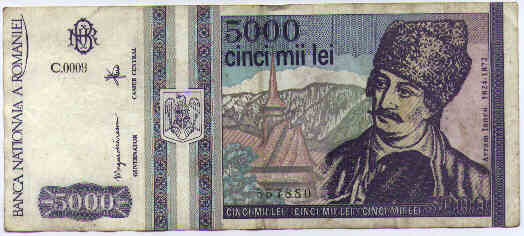 Romanian 5000 lei bill