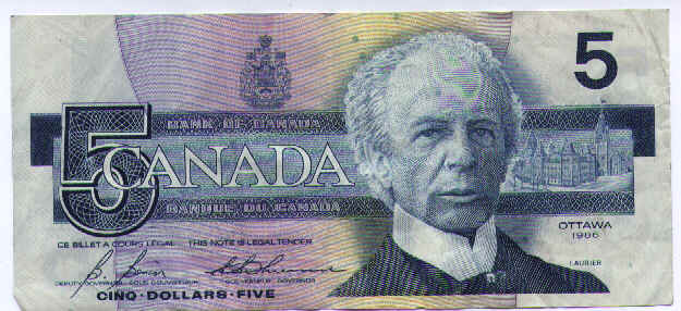 Canadian 5 dollar bill