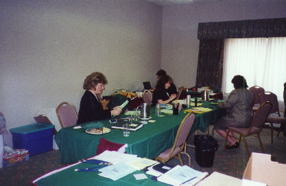 Mrs. Walsh hard at work in Conference Headquarters