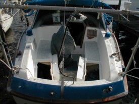 Cockpit with locker doors off and electronics bay roughed in
