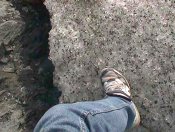 My foot on the glacier at Exit Glacier in
Kenai Fjords Nat'l Pk. north of Seward.
