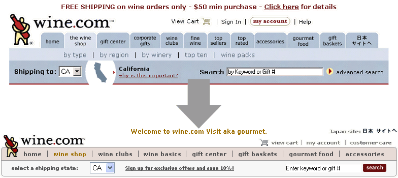 Simplified primary navigation