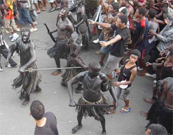 dancing in street carnival