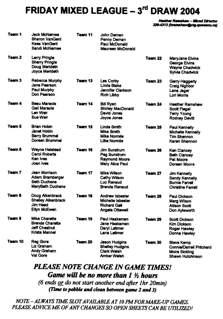 Friday mixed teams