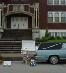 Setup in front of the church