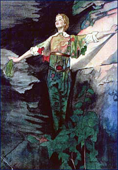 Watercolor of Maude Adams as Peter Pan