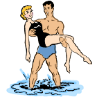 couple coming out of the water