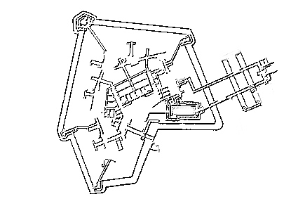 Franzsische Grundriss-Zeichnung (1:400), vor 1914