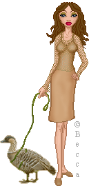 Rachel v.1 This version has Kona the Nene goose on a short leash, I don't think she would like that.  (It is actually a harness).