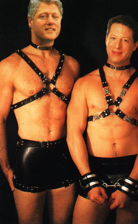 Bill and Al in leather, Al is cuffed