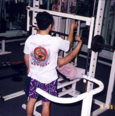 Our members working on incline bench press