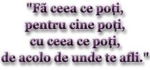 Fa ceea ce poti, pentru cine poti, cu ceea ce poti, de acolo de unde te afli.
