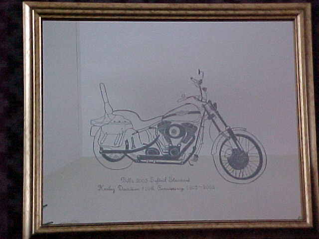 200th anniversary Harley Davidson Softail on 16x20 mirror~click here for more pictures