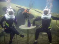 Wendy enjoys Sea Trek's cafe under the water